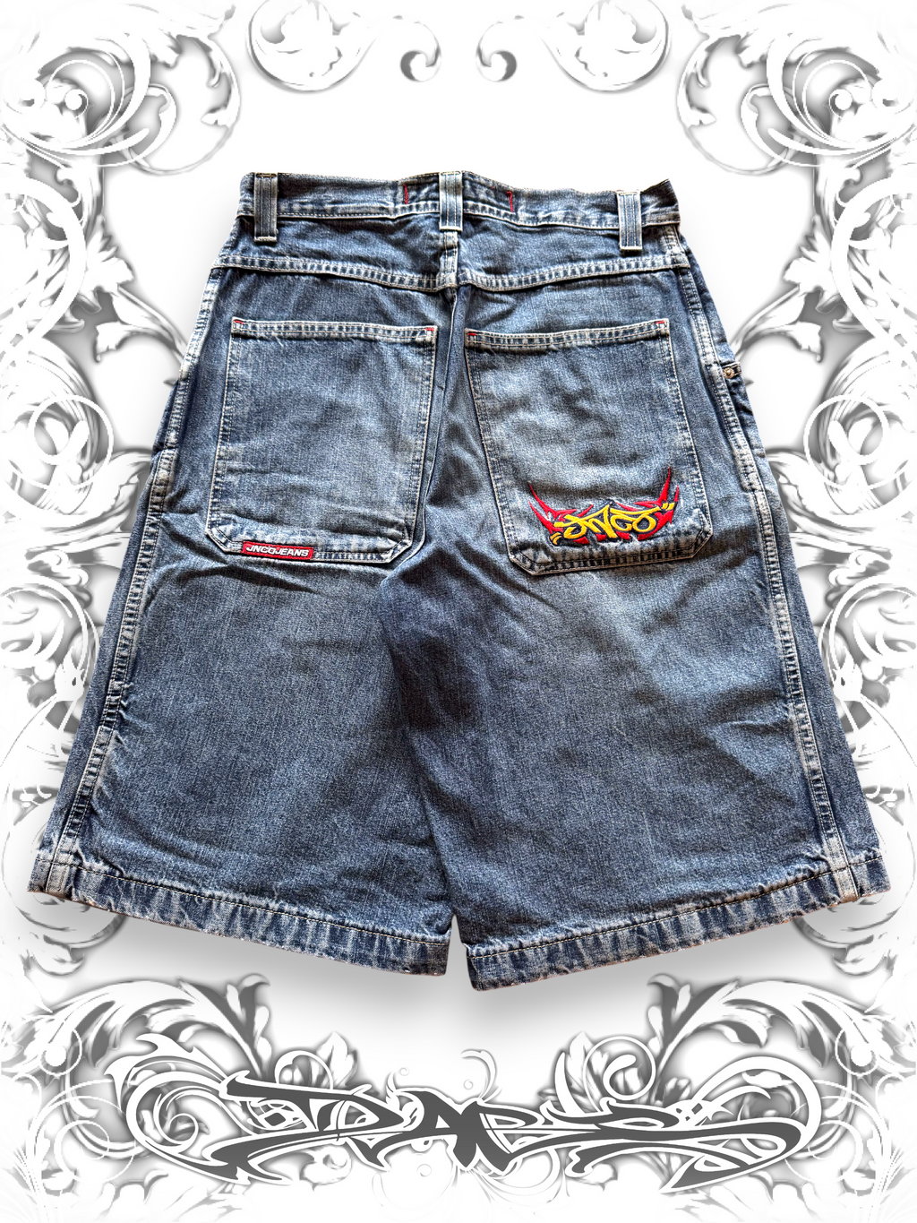Rare JNCO Tribal Crown Embroidered Jorts
