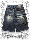 dark washed y2k skeleton denim shorts