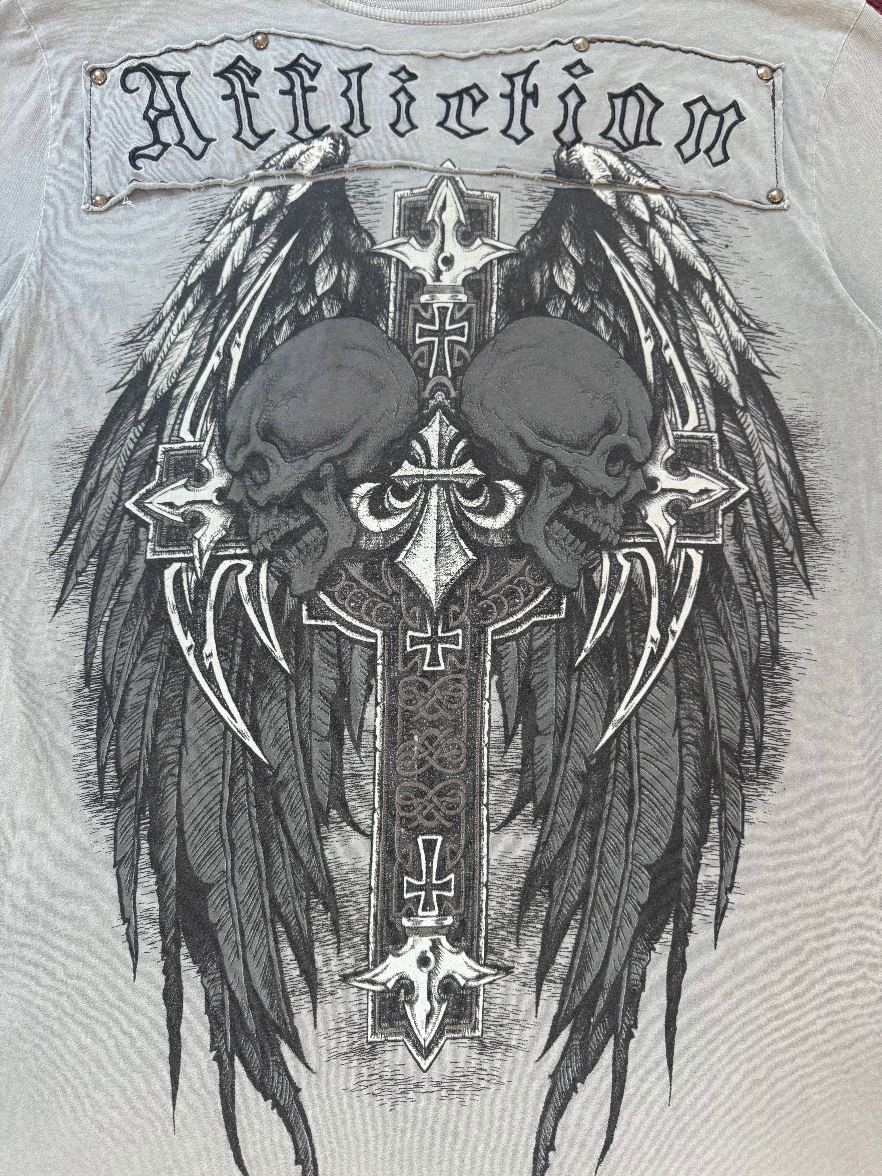 Affliction Winged Skulls Studded T-Shirt