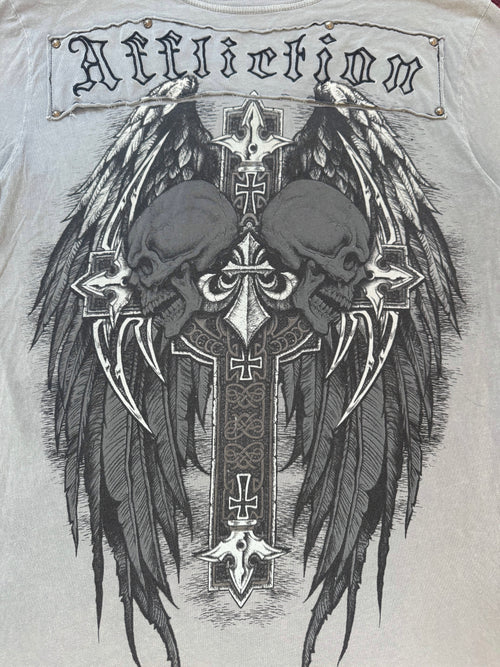 Affliction Winged Skulls Studded T-Shirt