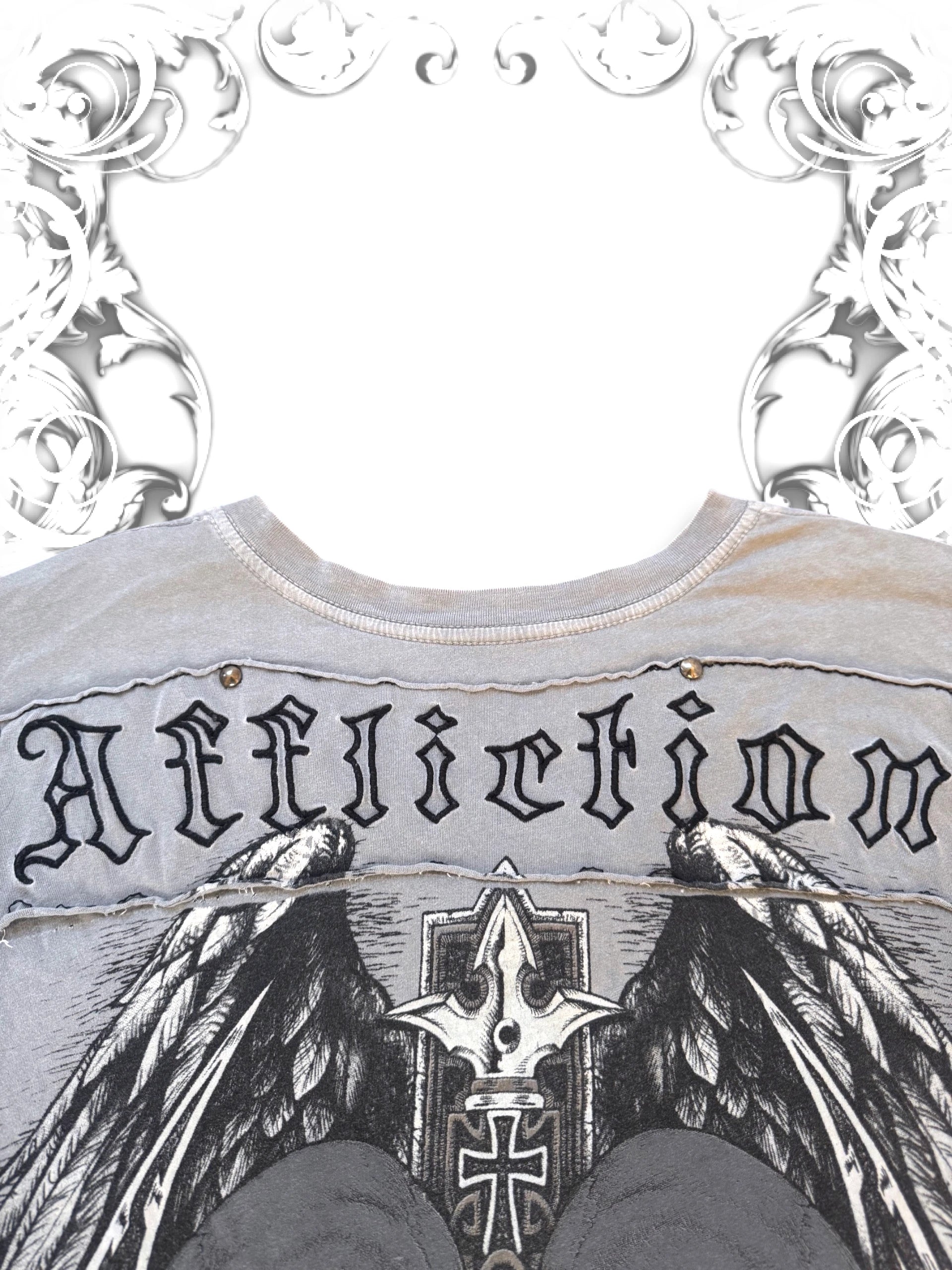 Affliction Winged Skulls Studded T-Shirt