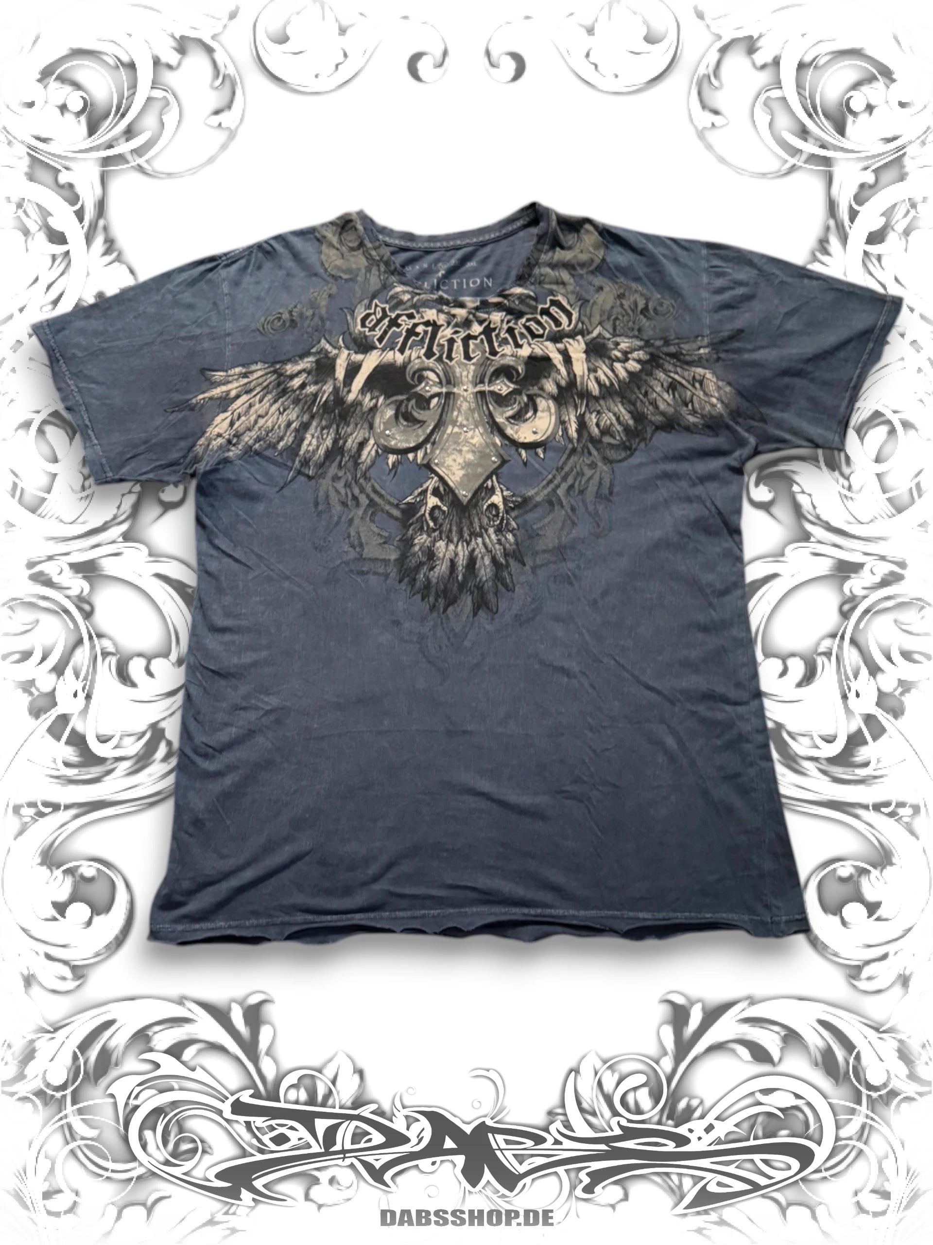 Affliction Vintage Graphic Tee with Studded Crow Design and 2000s Streetwear Style