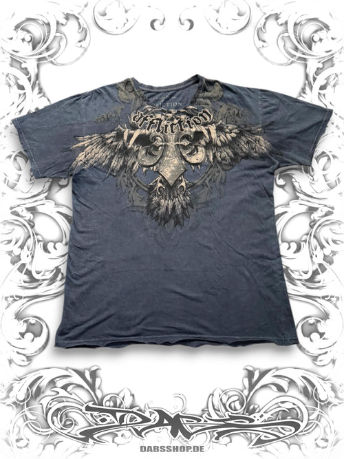Affliction Vintage Graphic Tee with Studded Crow Design and 2000s Streetwear Style