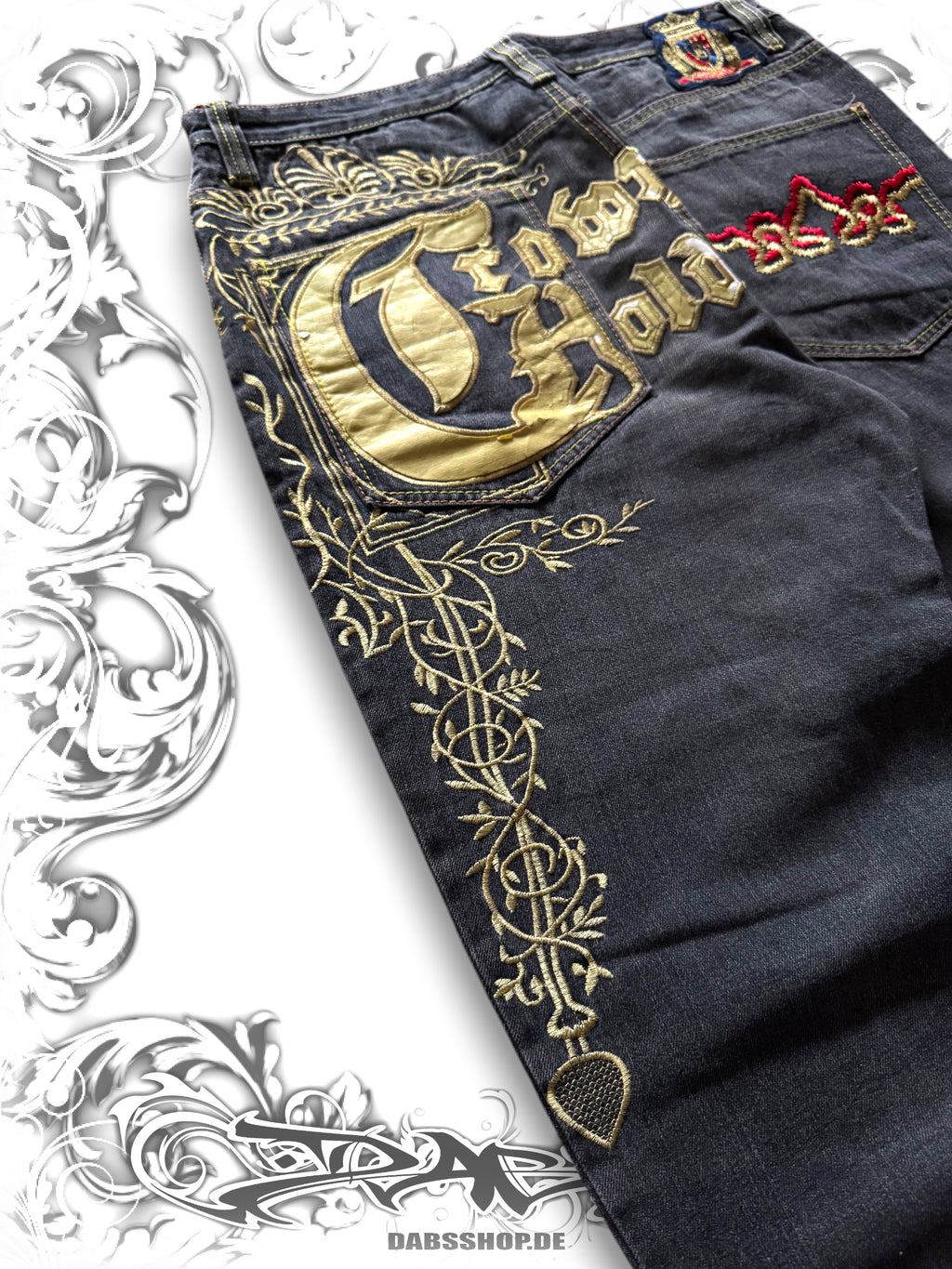 Crown Holder Embroidered Vintage Pants