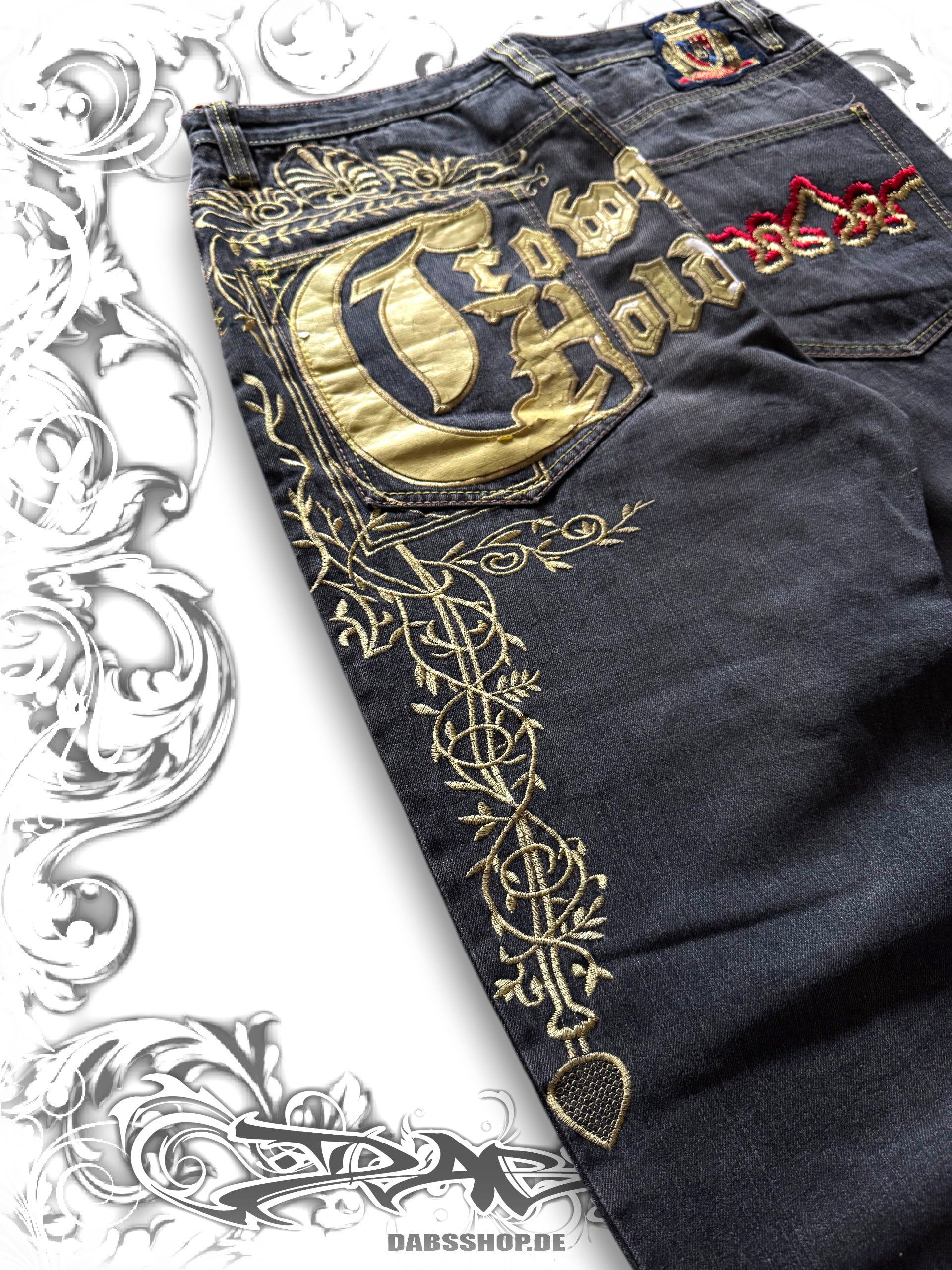 Crown Holder Embroidered Vintage Pants