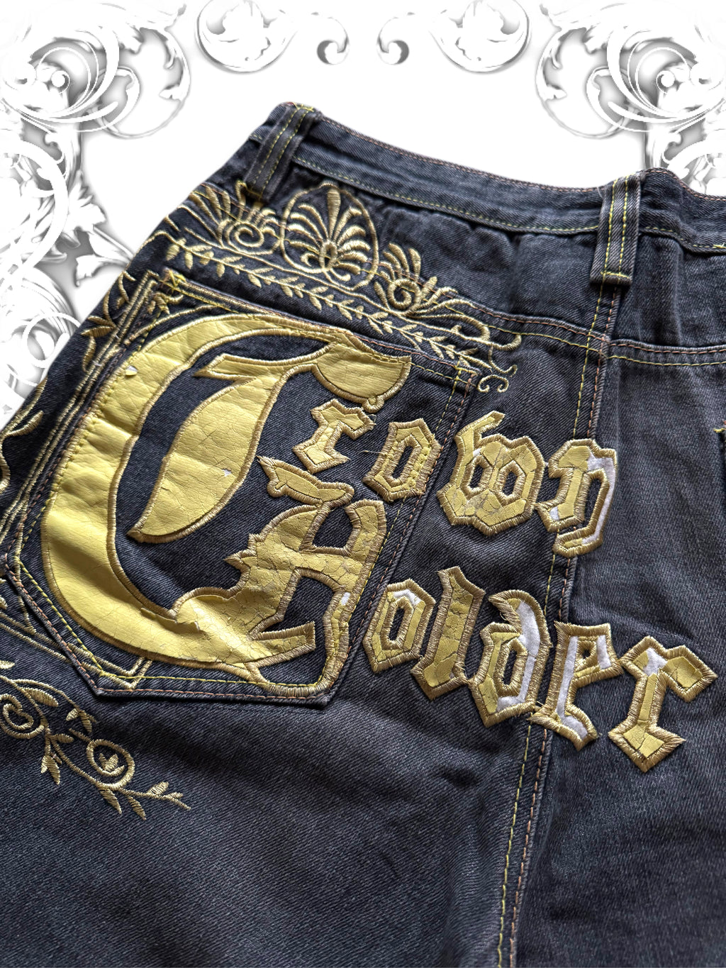 Crown Holder Embroidered Vintage Pants