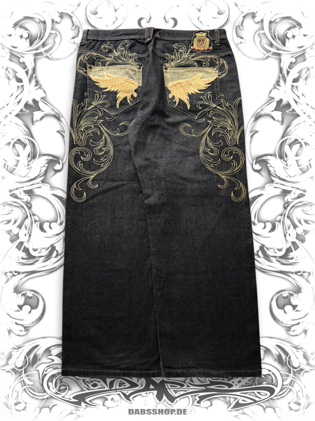 Crownholder Victorious wide leg Jeans with studded wing embroidery 