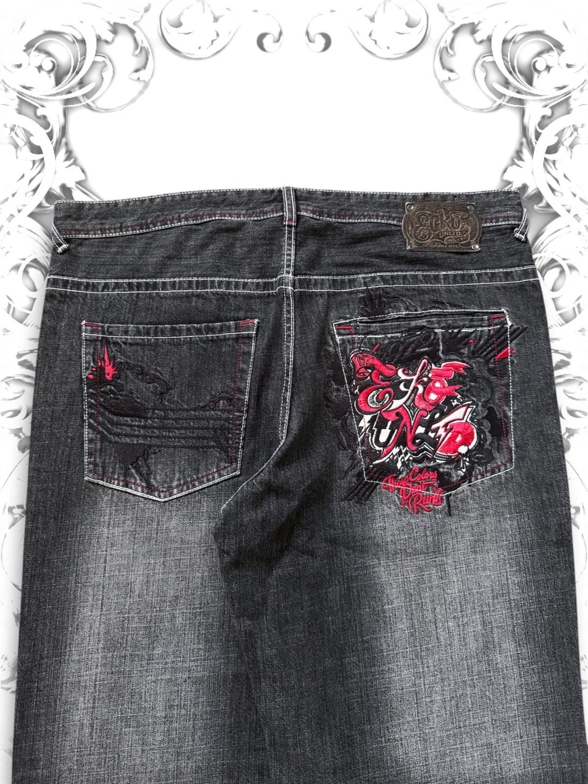 Black Ecko Unltd. Jeans with red embroidered Back Pockets worn by Jesse Pinkman