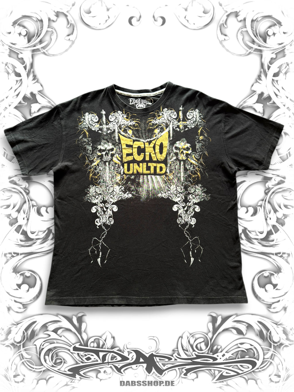 Ecko Unltd Embellished Skull Print with Golden Logo 2000s Shirt