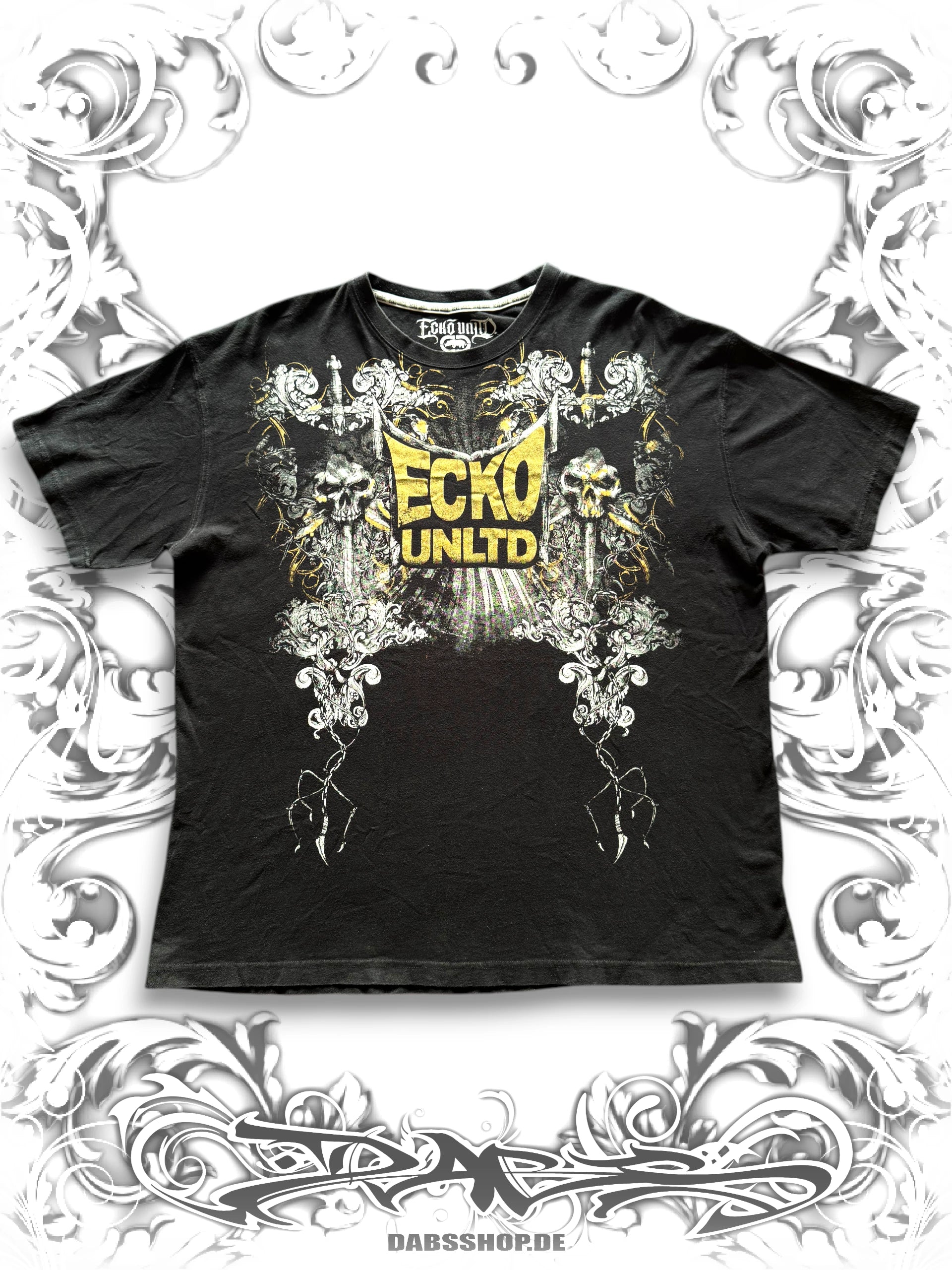 Ecko Unltd Embellished Skull Print with Golden Logo 2000s Shirt