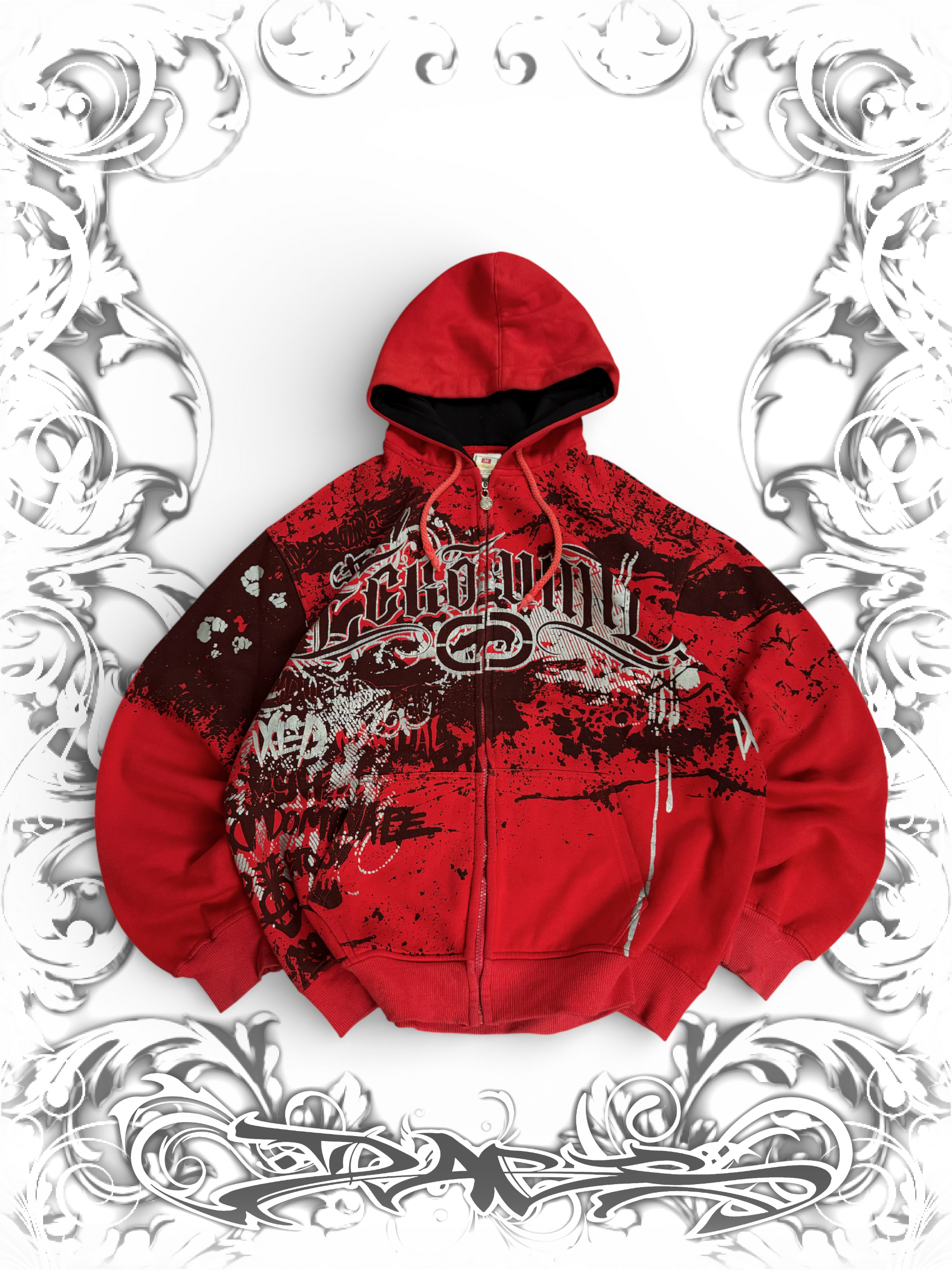Ecko Unltd. Red Grunge Zip Hoodie