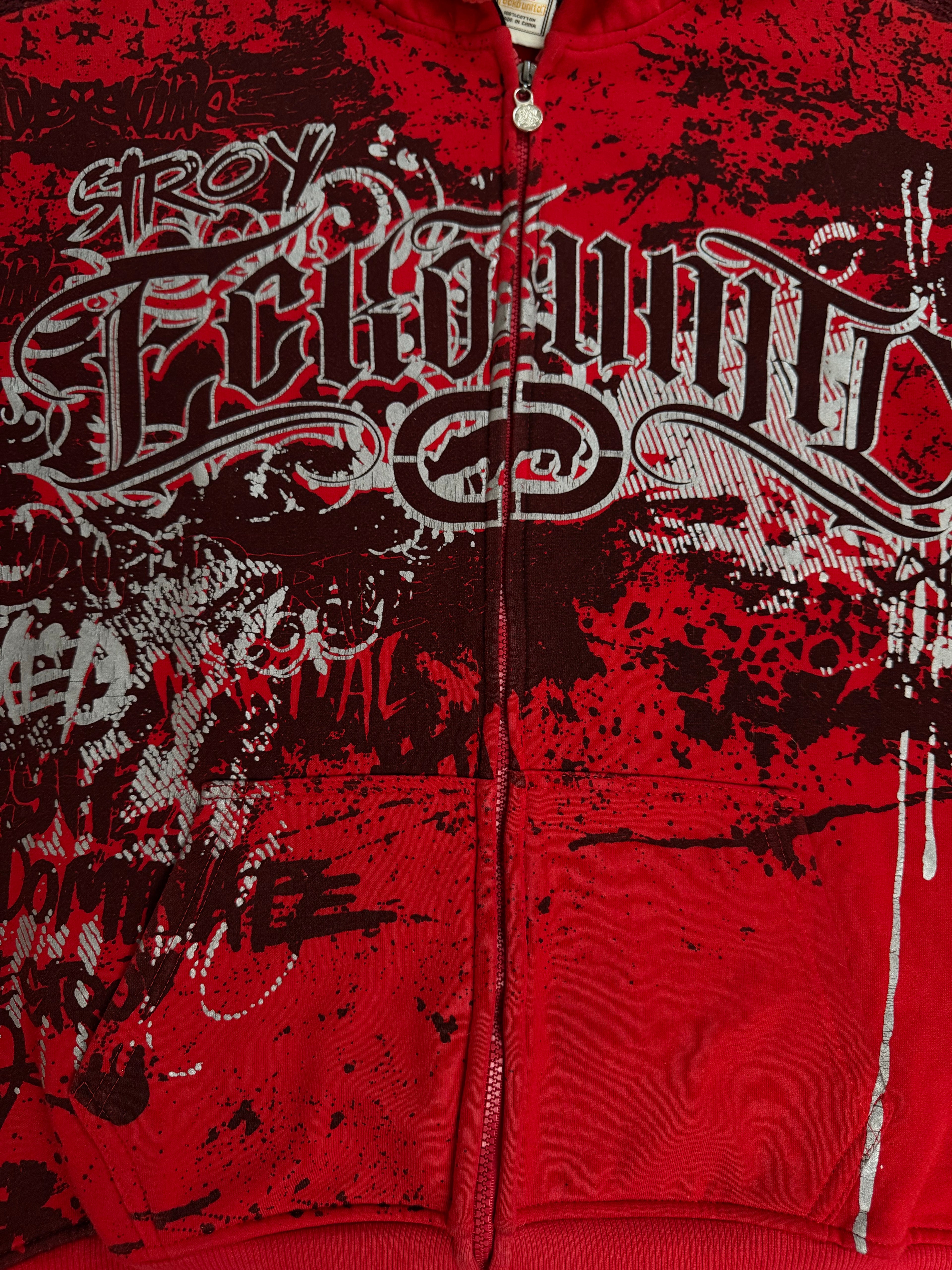 Ecko Unltd. Red Grunge Zip Hoodie