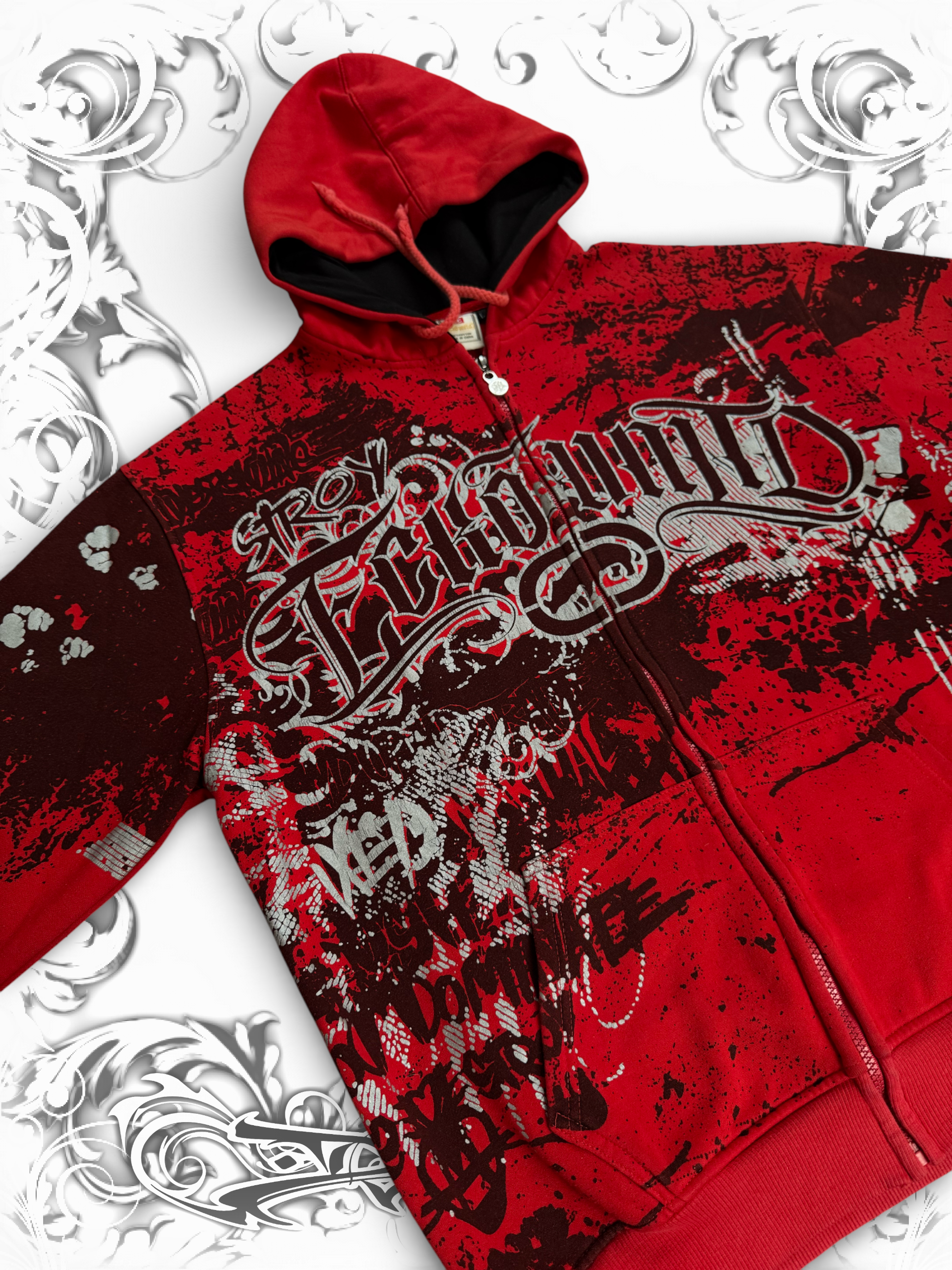 Ecko Unltd. Red Grunge Zip Hoodie