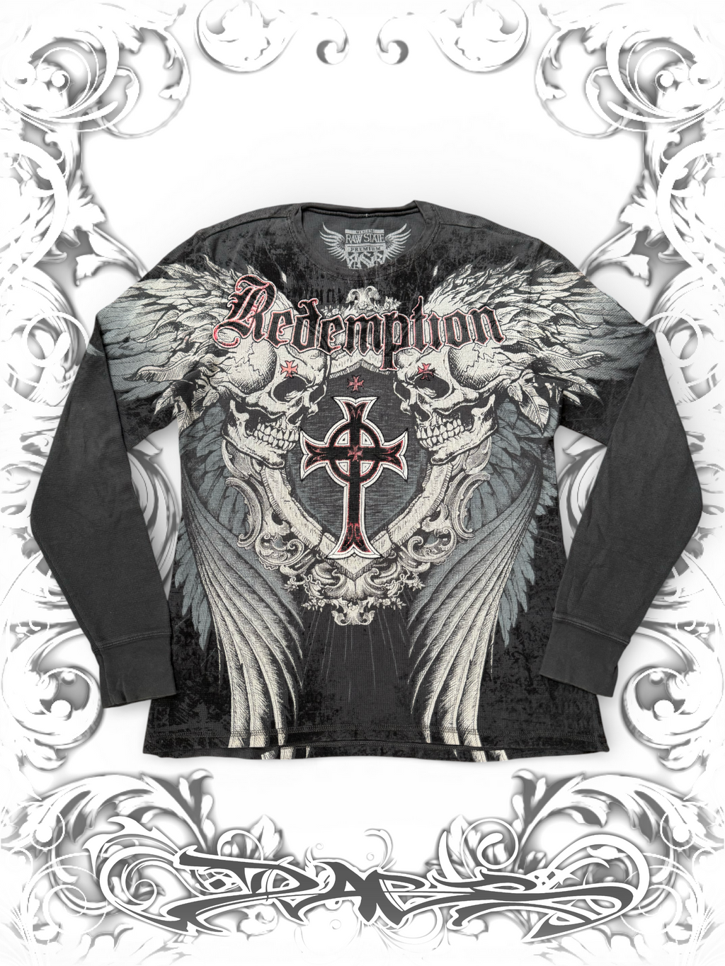 Rare Raw State Winged Skull Longsleeve