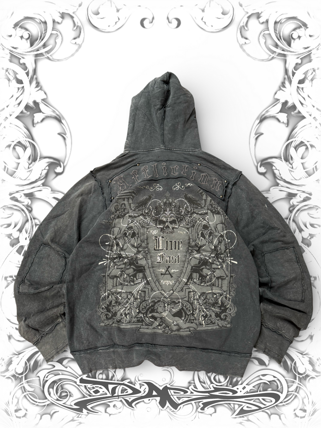 Rare Affliction Crowned Skull Zip Hoodie