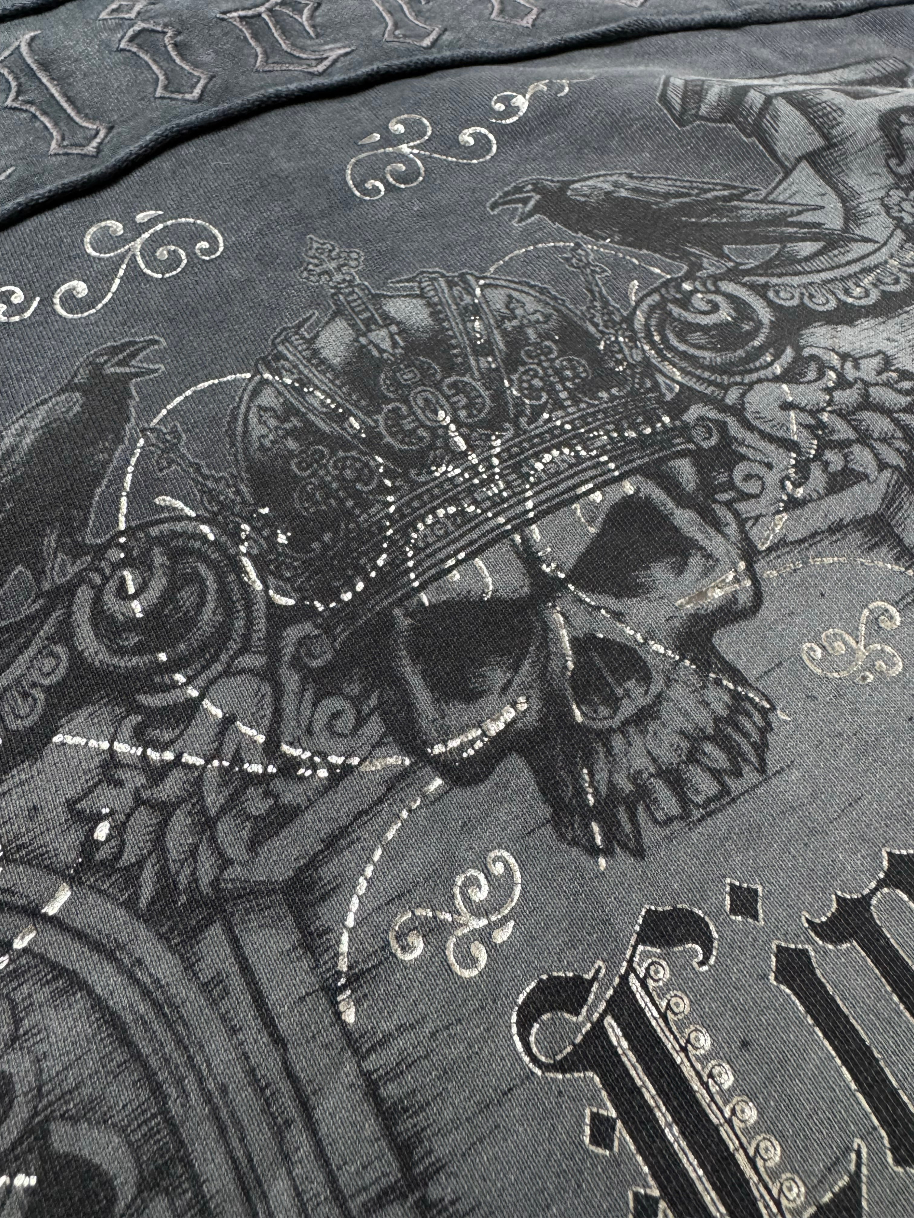 Rare Affliction Crowned Skull Zip Hoodie