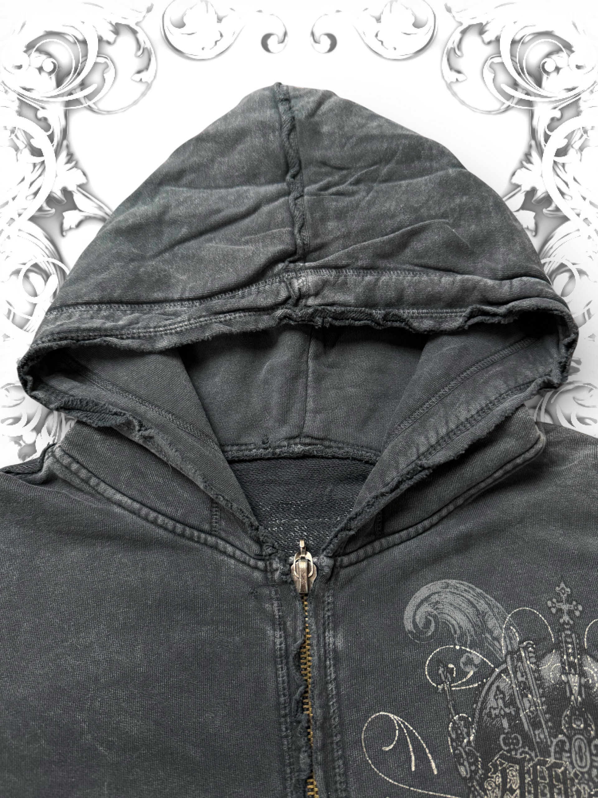Rare Affliction Crowned Skull Zip Hoodie