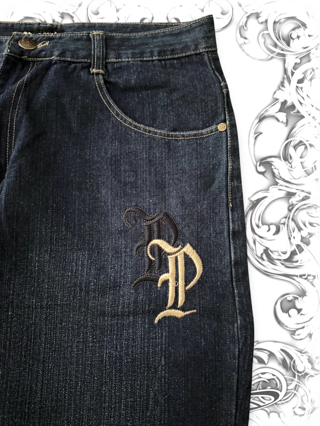 Pelle Pelle Embroidered Insignia Baggy Pants