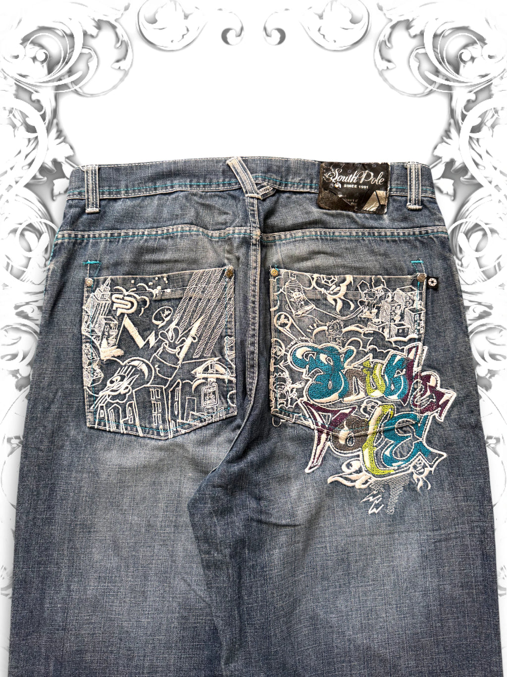 Southpole Embroidered Graffiti Tag 2000s Jeans