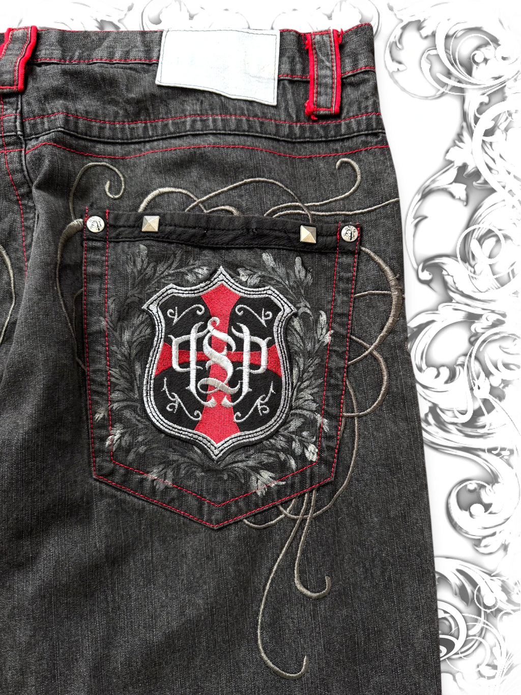 Southpole Studded Premium Vintage Baggy Jeans
