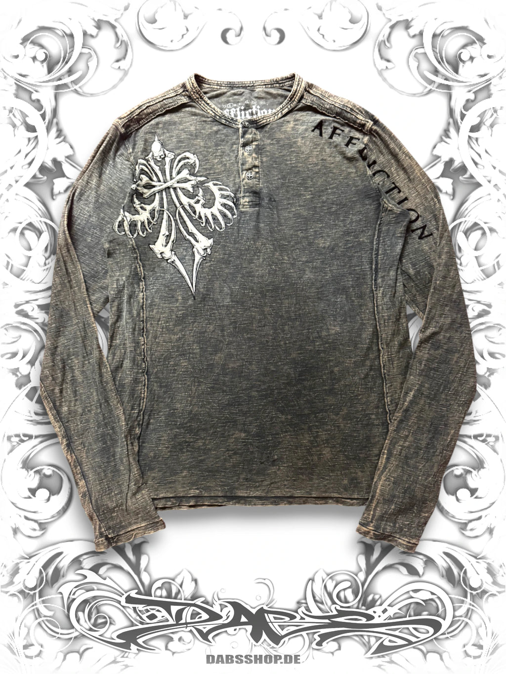 Affliction Skeletal Wings Grunge Thermal Longsleeve