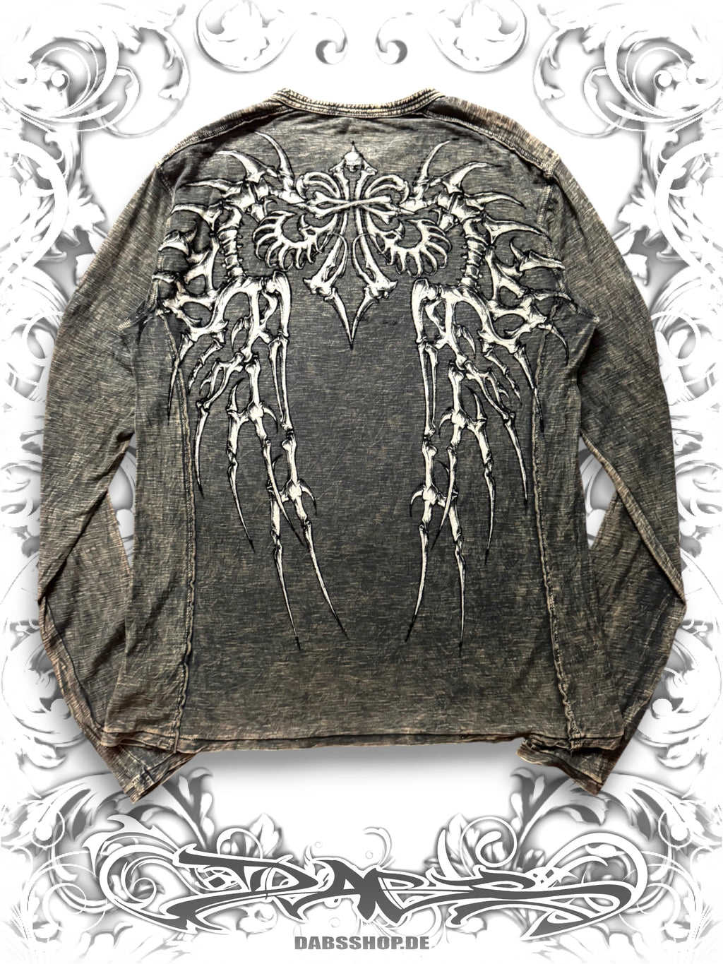 Affliction Skeletal Wings Grunge Thermal Longsleeve