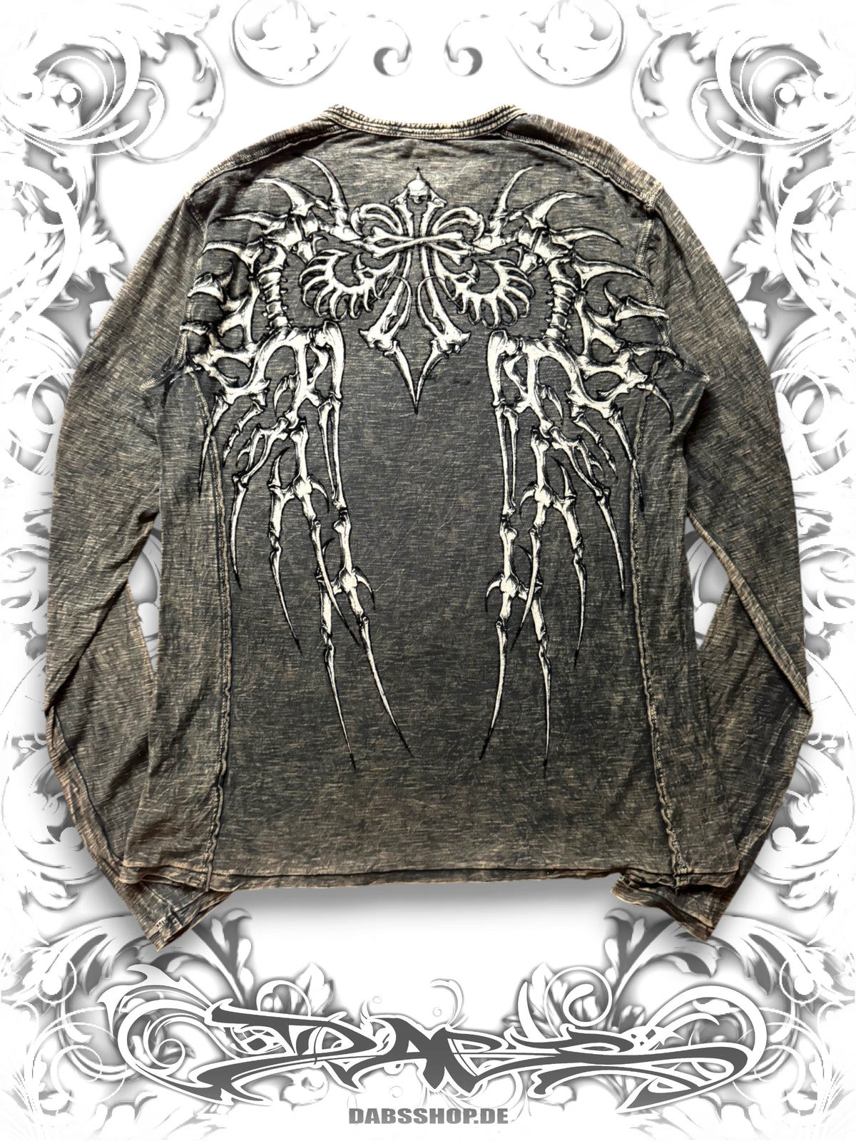 Affliction Skeletal Wings Grunge Thermal Longsleeve
