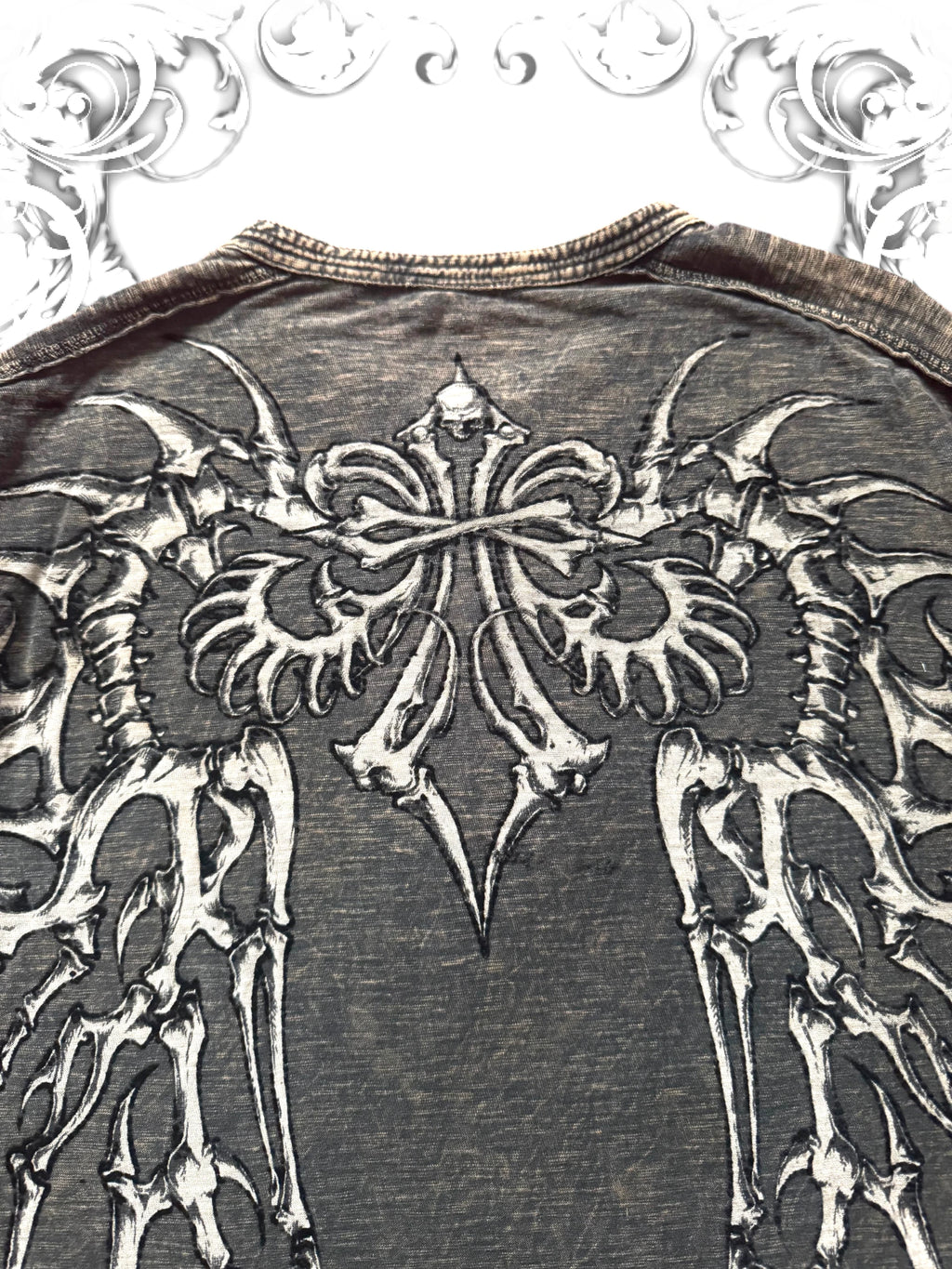 Affliction Skeletal Wings Grunge Thermal Longsleeve