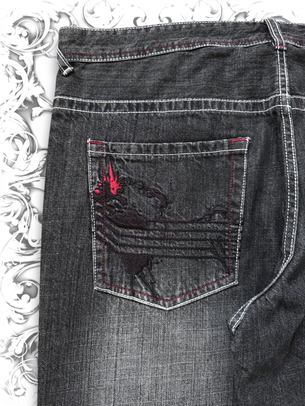 Ecko Unltd. "Grilled" Jesse Pinkman Embroidered Baggy Jeans