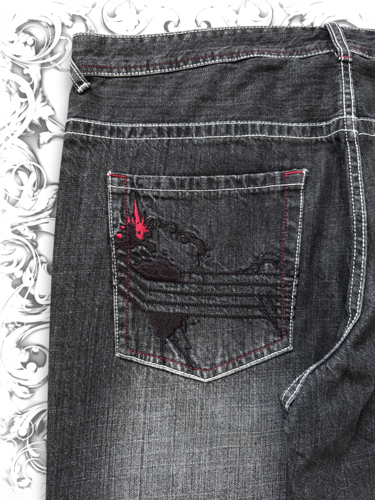 Ecko Unltd. "Grilled" Jesse Pinkman Embroidered Baggy Jeans