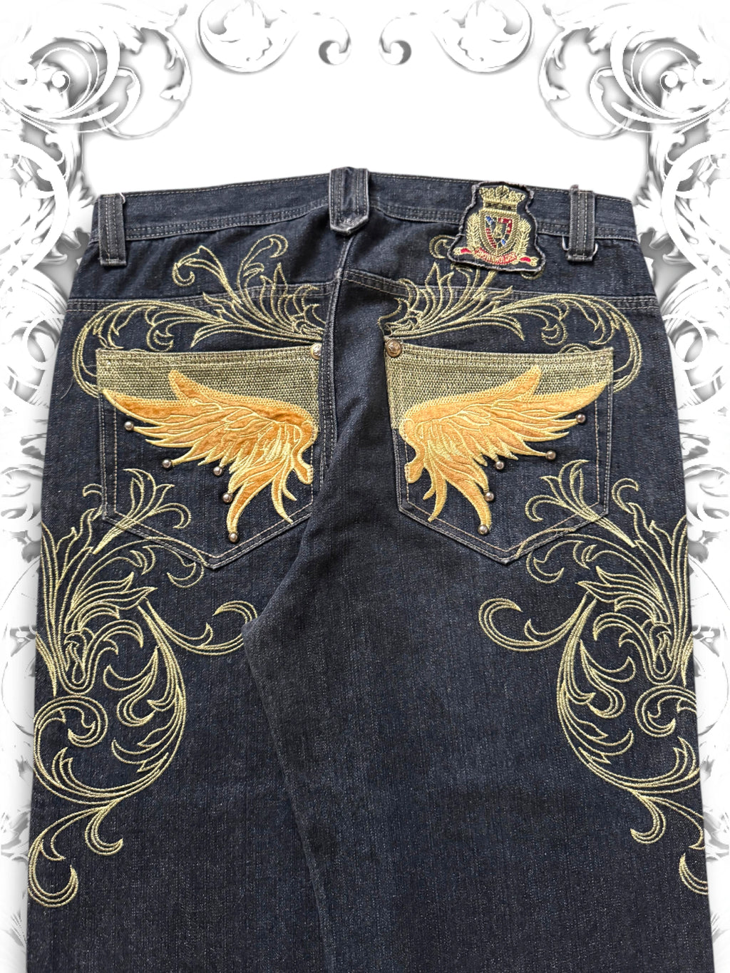Crownholder Victorious Studded Wings Vintage Baggy Jeans