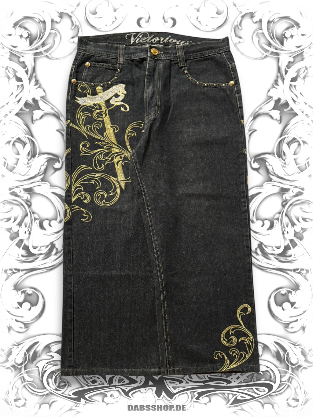 Crownholder Victorious Studded Wings Vintage Baggy Jeans