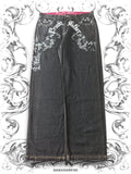 Crown Holder Embroidered Silver Vines Baggy Jeans
