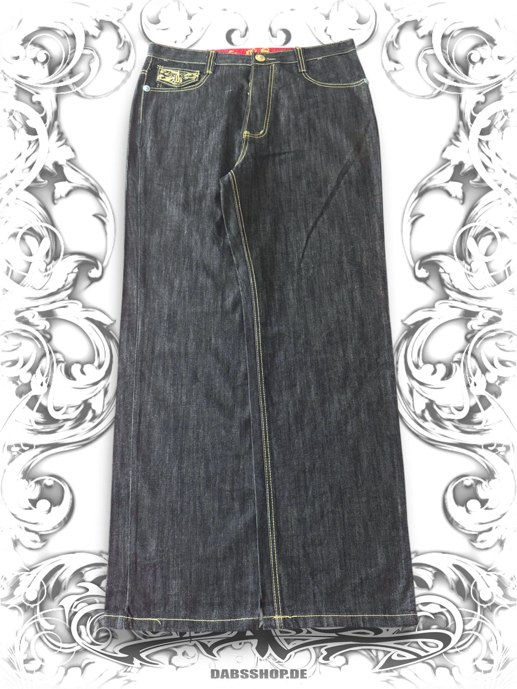 Crown Holder Embroidered Baggy Jeans