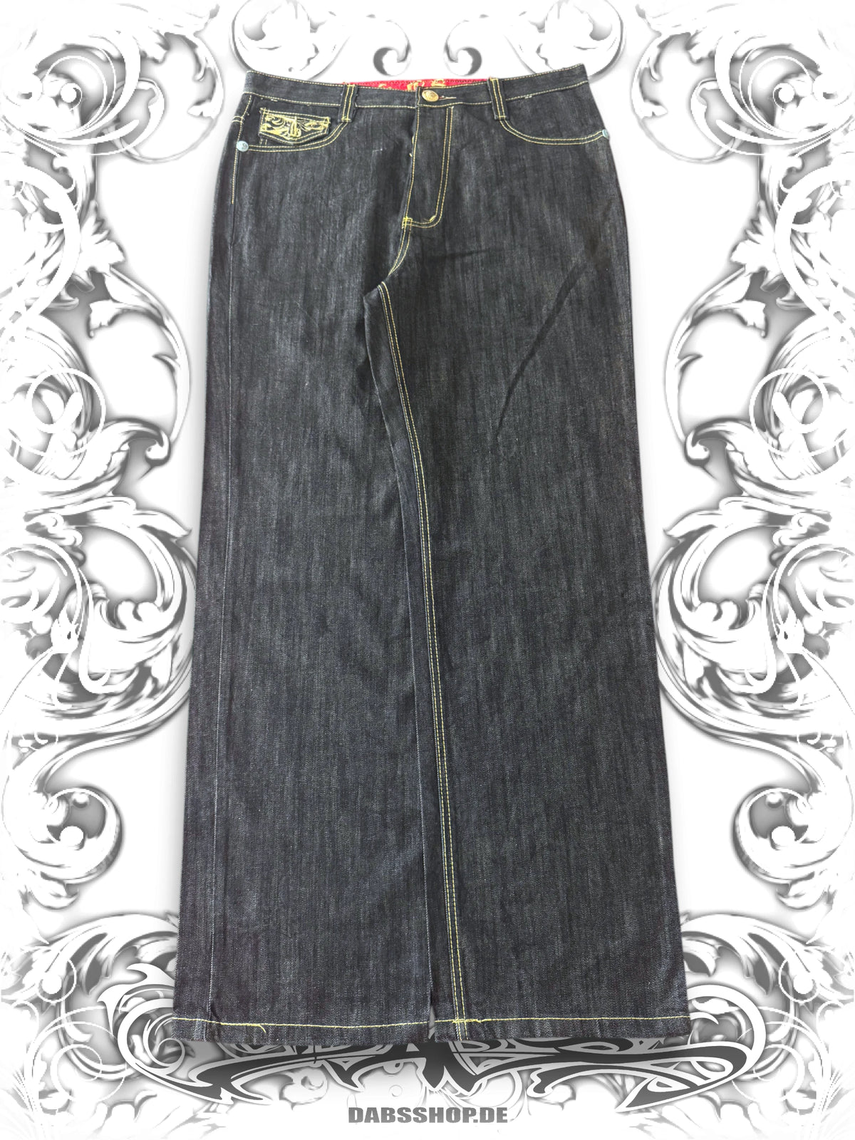 Crown Holder Embroidered Baggy Jeans