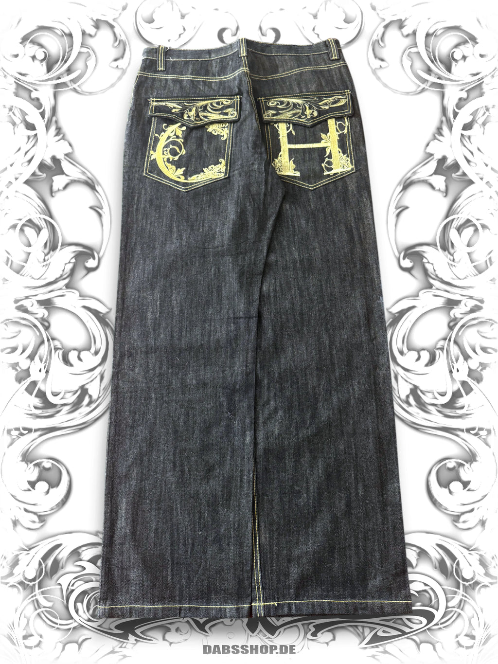 Crown Holder Embroidered Baggy Jeans