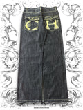 Crown Holder Embroidered Baggy Jeans