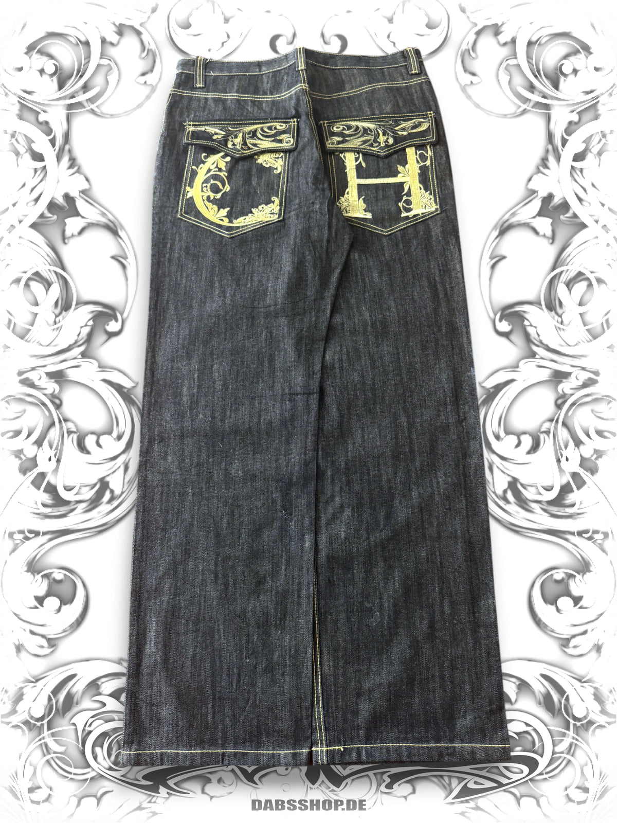 Crown Holder Embroidered Baggy Jeans