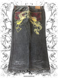 Red Monkey Company Embroidered Guns Flared Baggy Jeans
