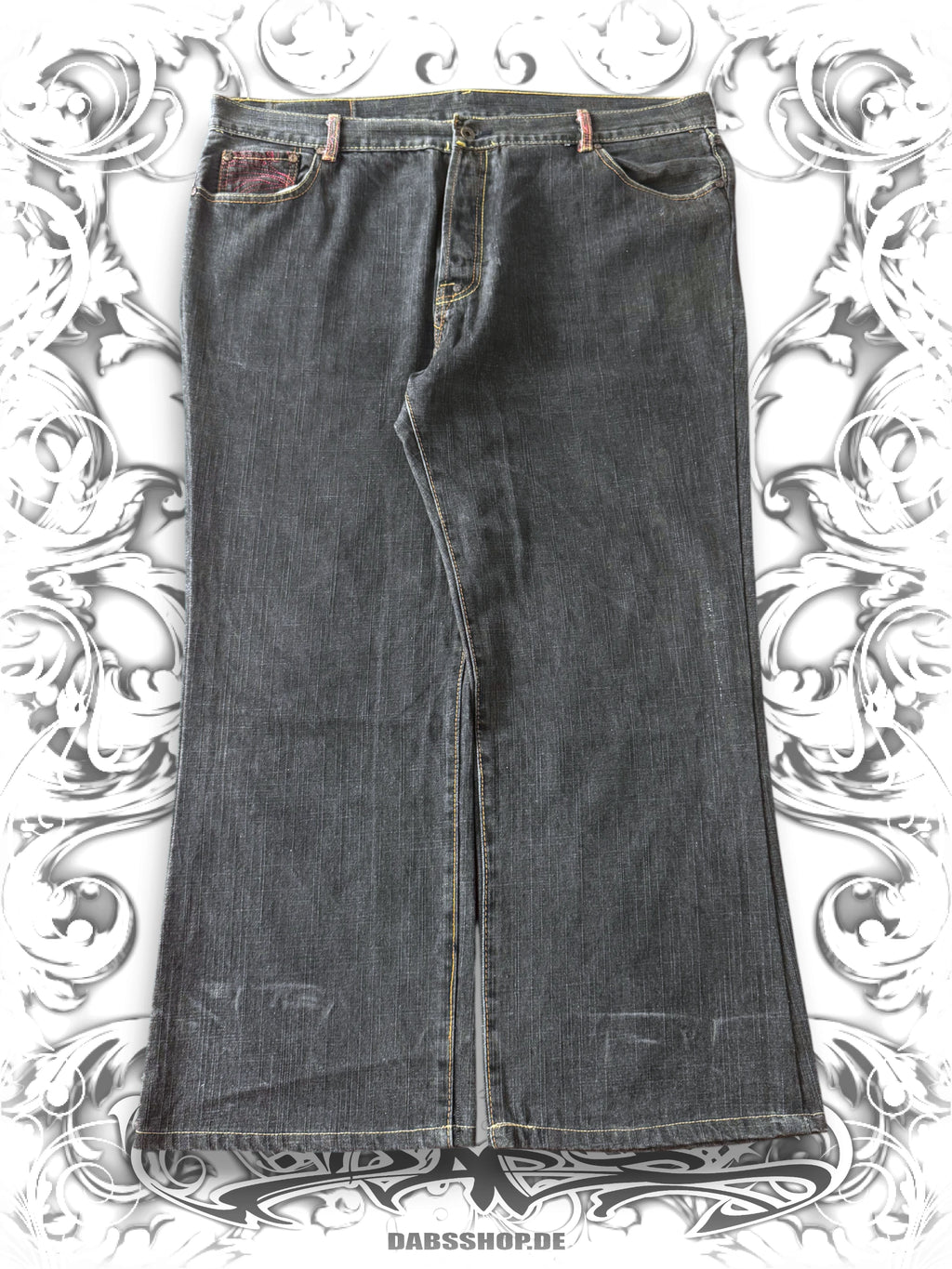 Red Monkey Company Embroidered Guns Flared Baggy Jeans