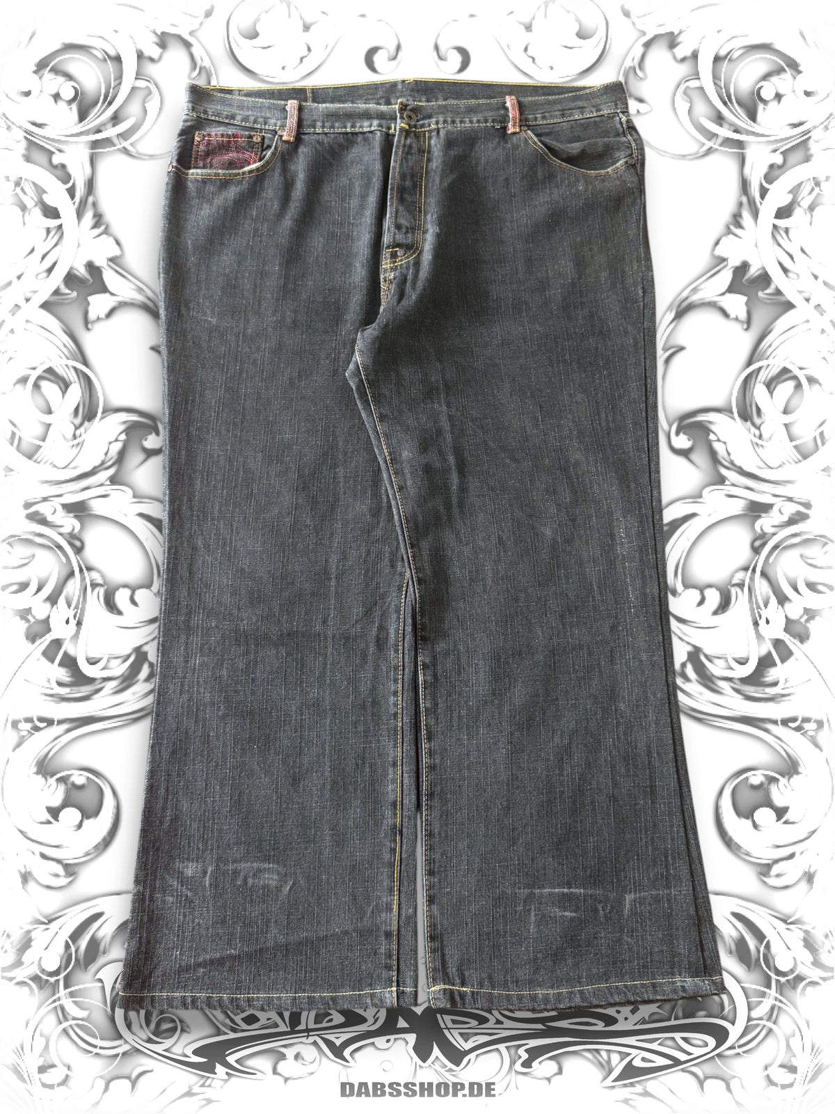 Red Monkey Company Embroidered Guns Flared Baggy Jeans