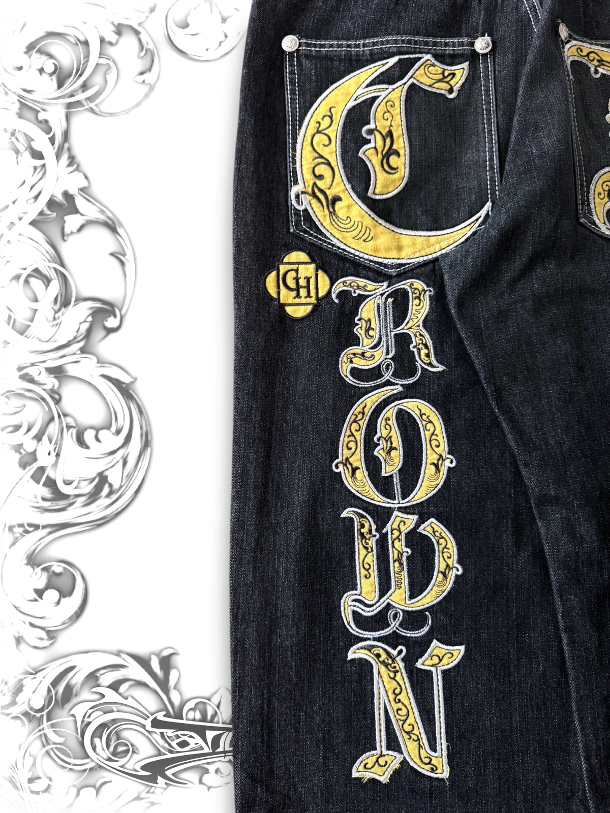 Crown Holder Embroidered 2000s Baggy Jeans