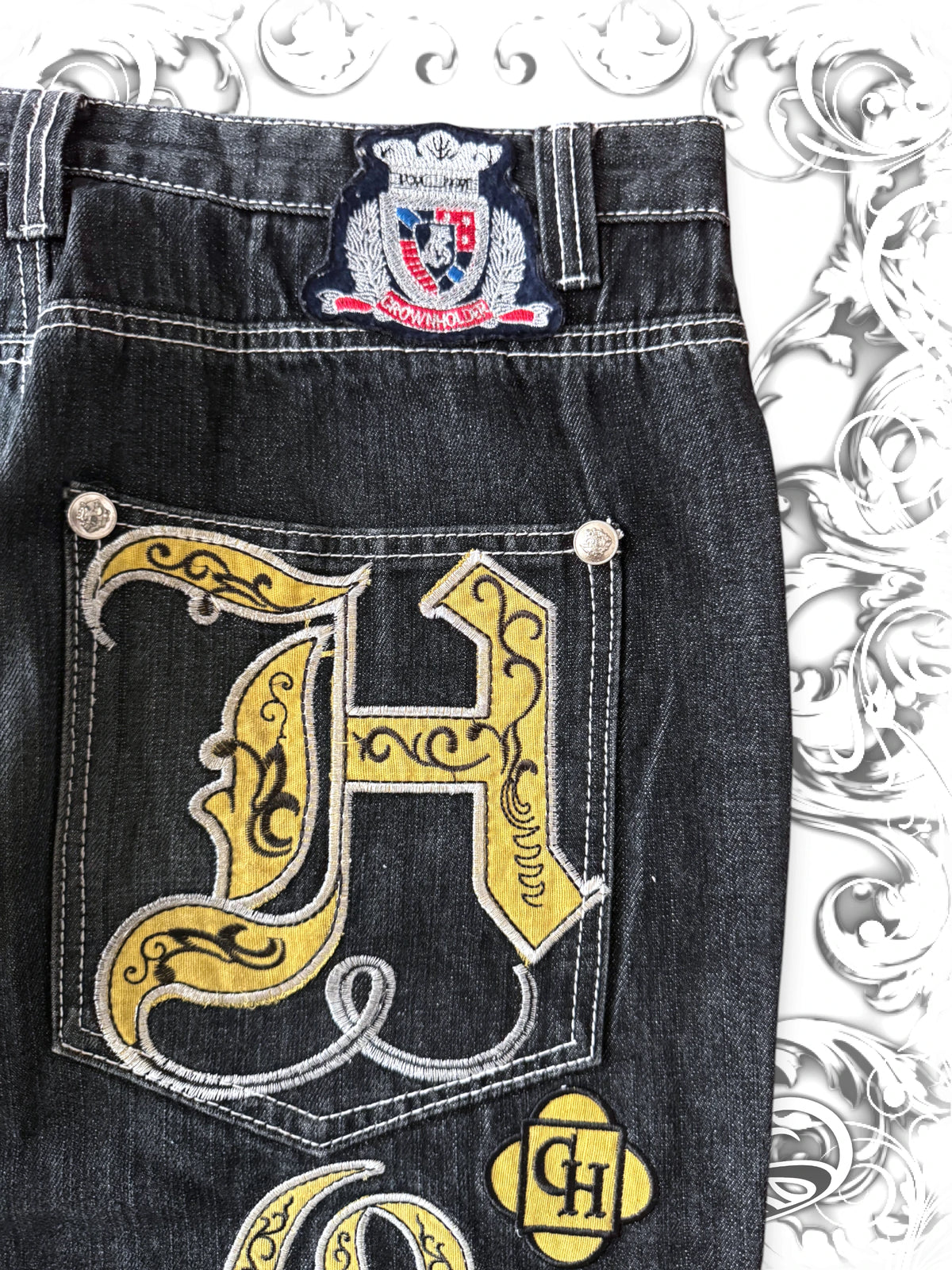 Crown Holder Embroidered 2000s Baggy Jeans