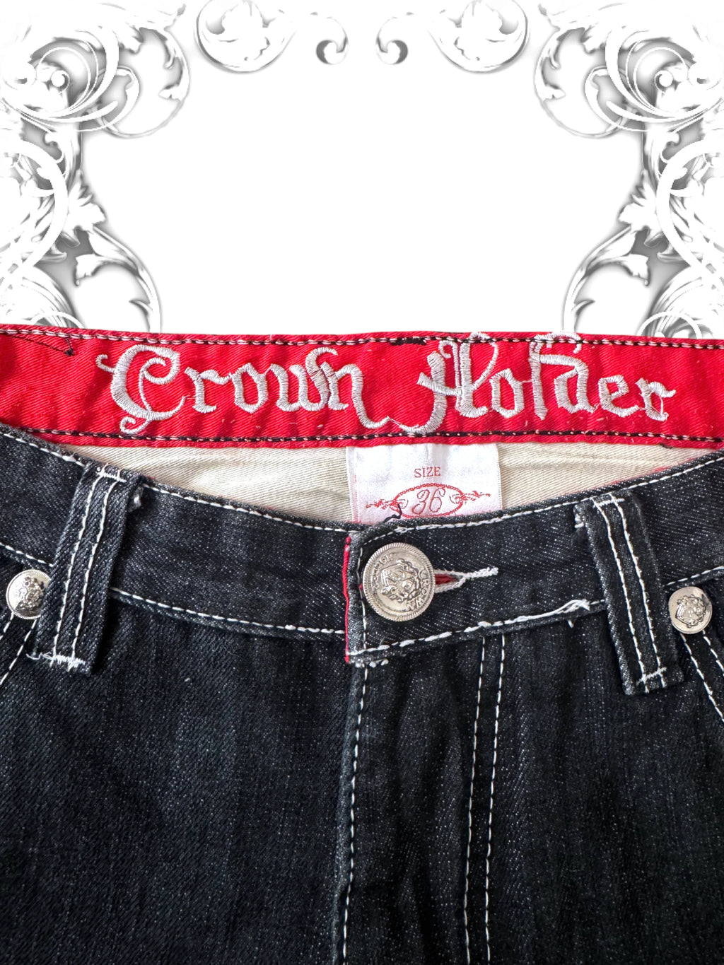 Crown Holder Embroidered 2000s Baggy Jeans
