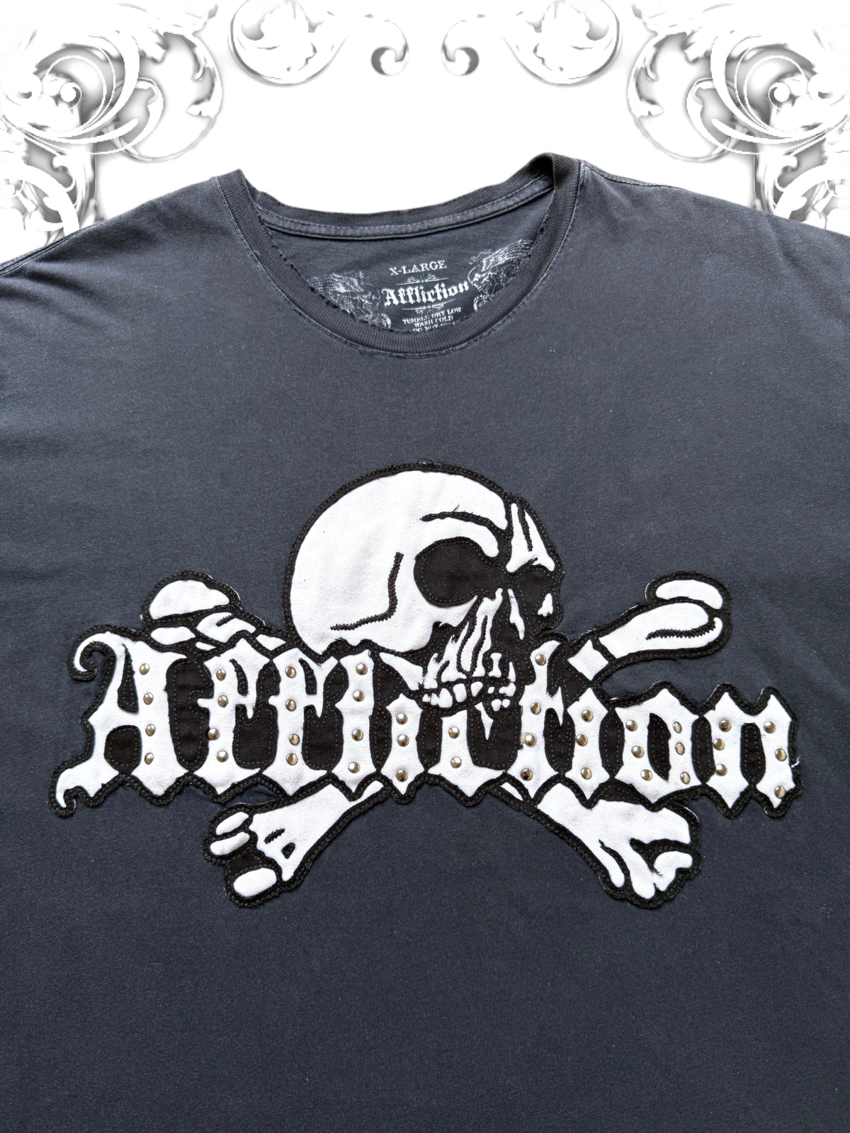 Affliction Authentic "Stacked Up" Embroidered Crossbone T-Shirt