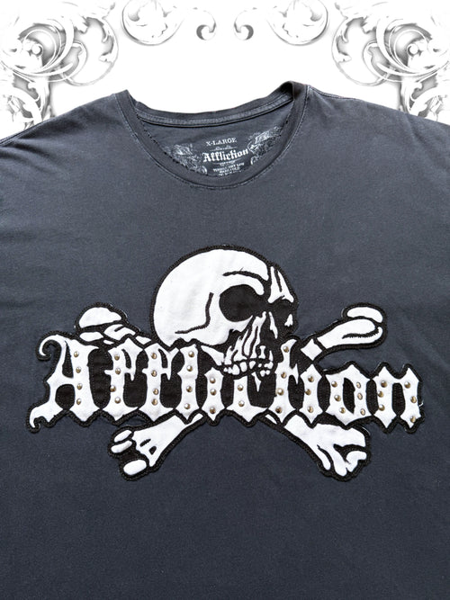Affliction Authentic "Stacked Up" Embroidered Crossbone T-Shirt