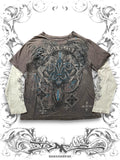 MMA Elite 2000s layered longsleeve with heraldic eagle graphic Y2K style