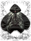 Oversized MMA Elite zip hoodie with a large skull graphic in a vintage grunge-inspired design, front view