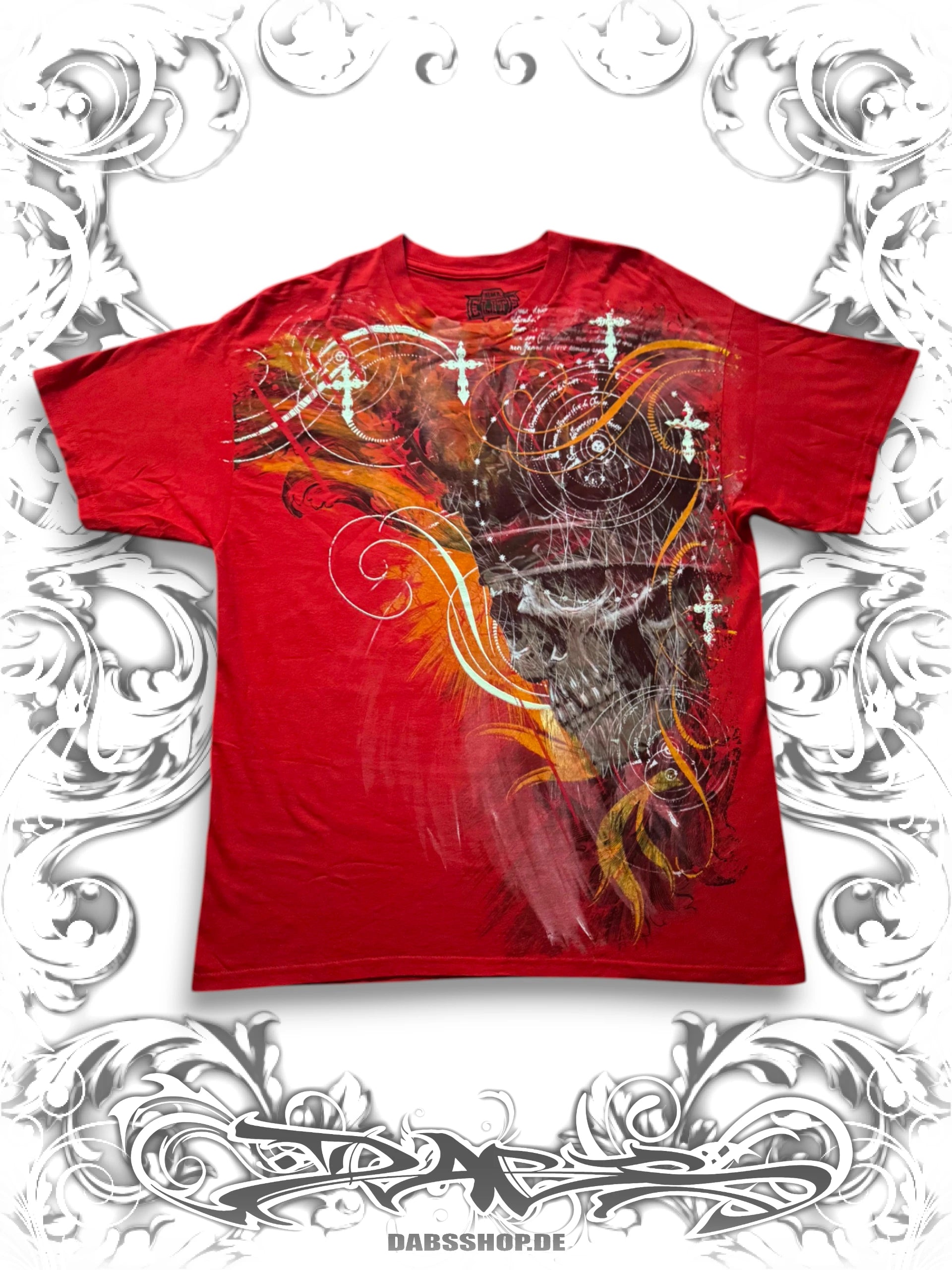 MMA Elite Crowned Skull Graphic Printed Tee with embellished grunge crosses