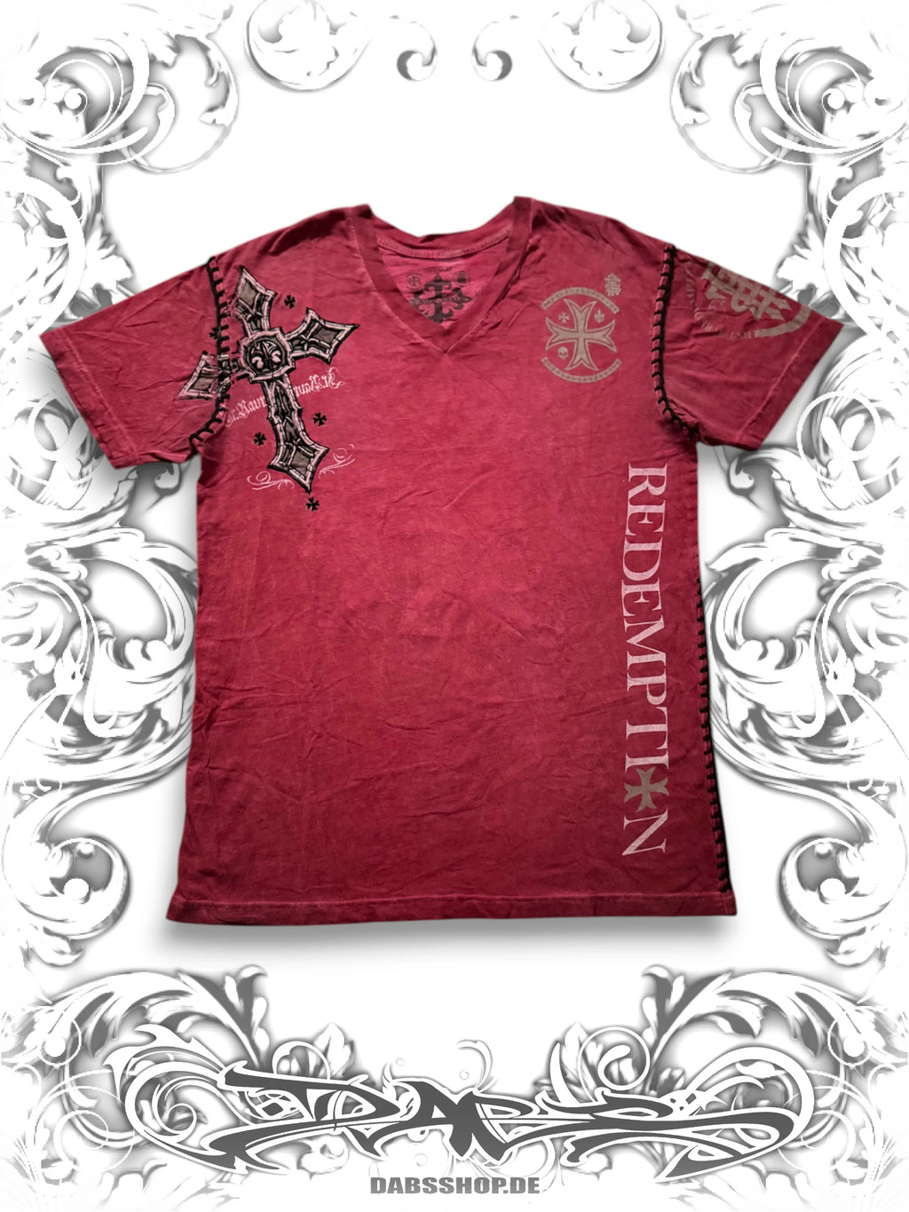 Raw State Vintage 2000s Graphic Tee with Winged Cross Design and Streetwear Style